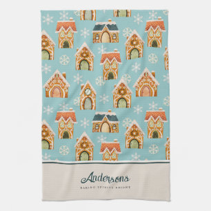 Paño De Cocina Navidades Gingerbread House Cookie Blue
