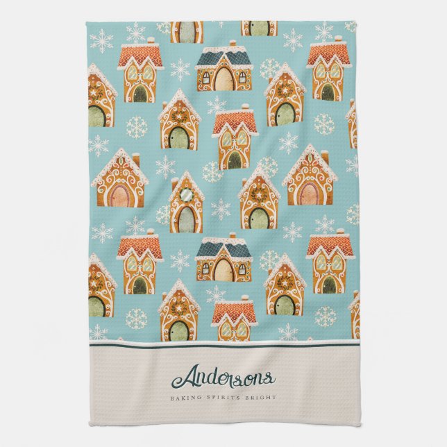 Paño De Cocina Navidades Gingerbread House Cookie Blue (Vertical)