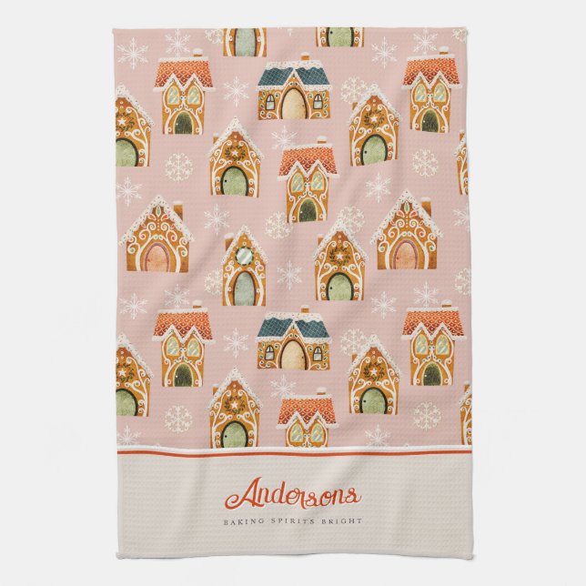 Paño De Cocina Navidades Gingerbread House Cookie Pink (Vertical)