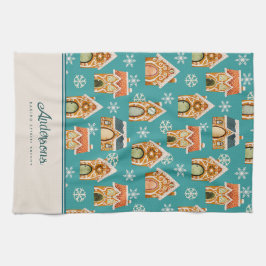 Paño De Cocina Navidades Gingerbread House Cookie Verde azulado