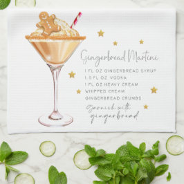 Paño De Cocina Navidades Gingerbread Martini Receta Acuarela