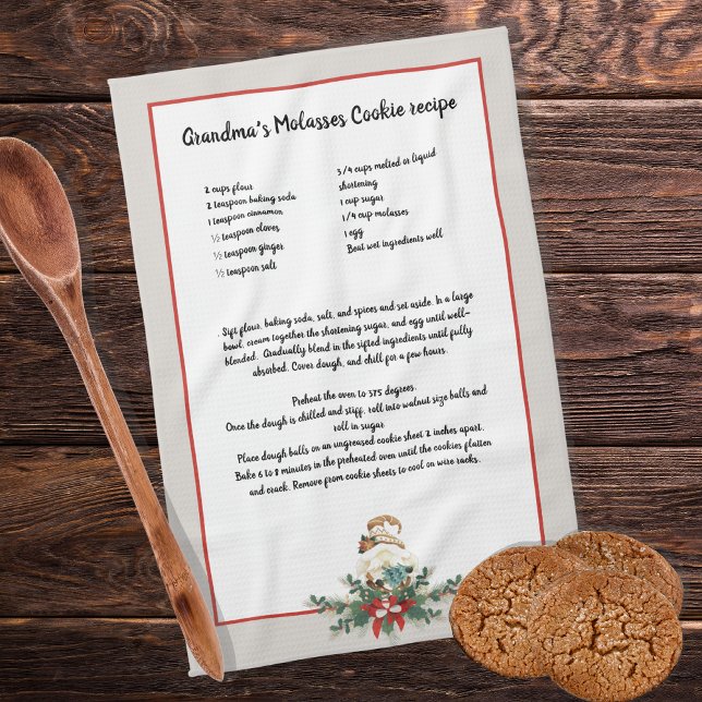 Paño De Cocina Navidades Gnome garland Gray Recipe kesake (Subido por el creador)