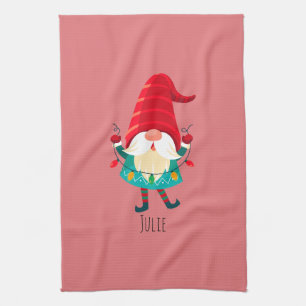 Paño De Cocina Navidades Gnome portando Navidades Luces