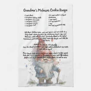 Paño De Cocina Navidades Gnome Red Watercolor Recipe Keepsake
