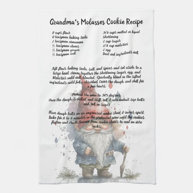 Paño De Cocina Navidades Gnome Red Watercolor Recipe Keepsake (Vertical)