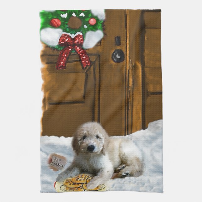 Paño De Cocina Navidades Goldendoodle (Vertical)