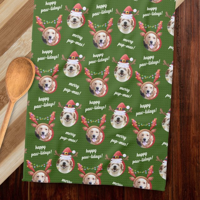 Paño De Cocina Navidades Gorras Antler de Dos Perros Fotográficos (Subido por el creador)