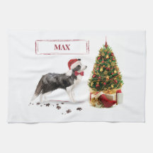 Navidades graciosos de Border Collie con árbol