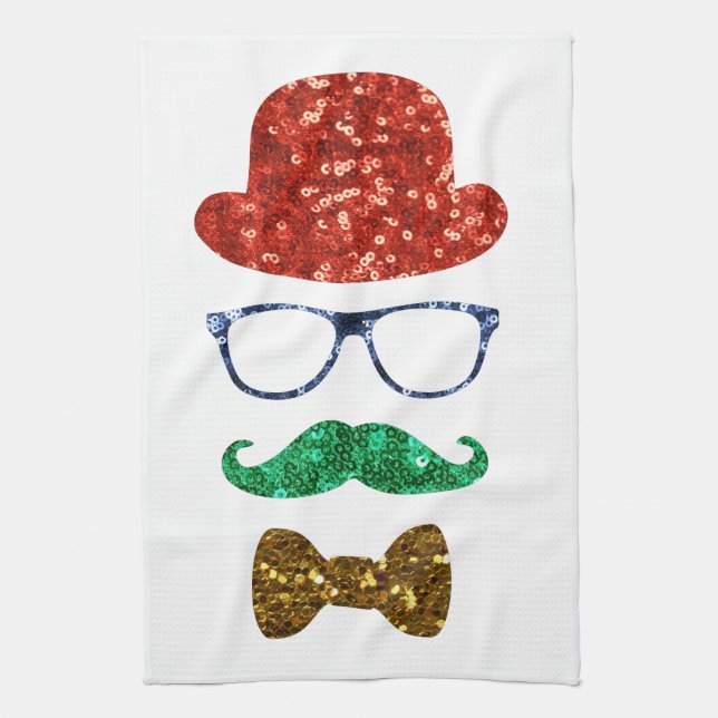 Paño De Cocina navidades hipster bigote (Vertical)
