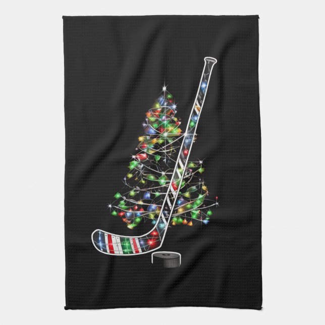 Paño De Cocina Navidades Hockey Sports Ball Santa Hat Xmas (Vertical)