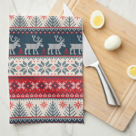Paño De Cocina Navidades Holiday Faux Knit Patrón Tema nórdico