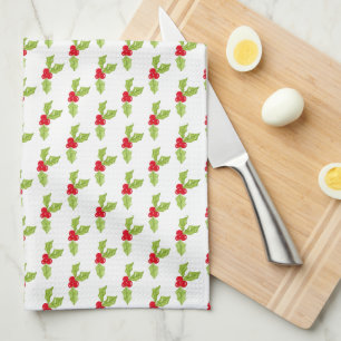 Paño De Cocina Navidades Holly Mistletoe Festive Peace Love Joy