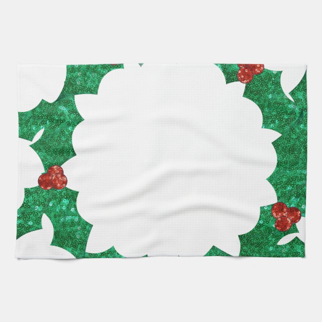 Paño De Cocina navidades holly wreath (Horizontal)