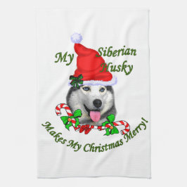 Paño De Cocina Navidades Husky Siberiano