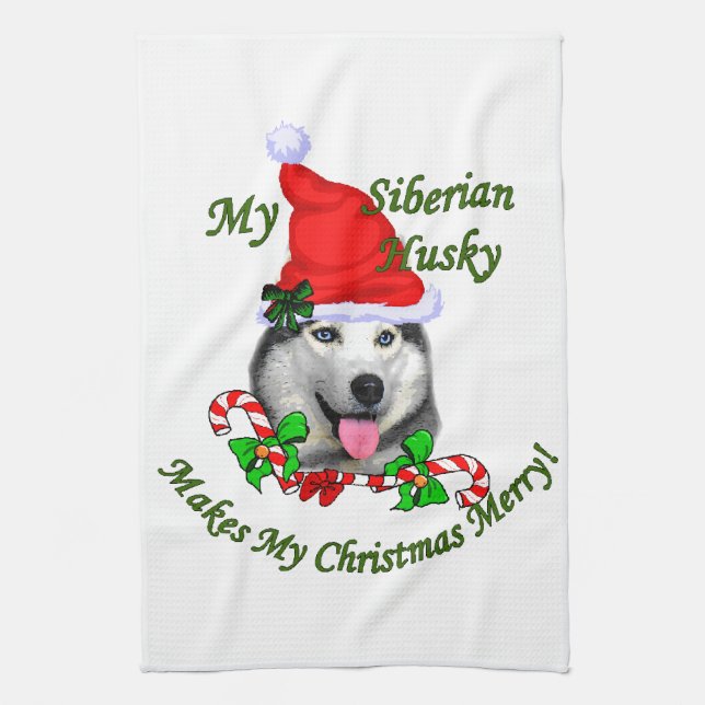 Paño De Cocina Navidades Husky Siberiano (Vertical)