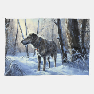 Paño De Cocina Navidades irlandeses de Wolfhound Dejan Que Nieva