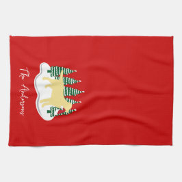 Paño De Cocina Navidades Labrador Amarillos Árboles Evergreen