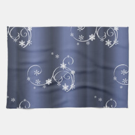 Paño De Cocina Navidades Metálicos Verde azulados, Swirls Blancos