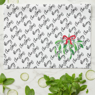 Paño De Cocina Navidades Mistletoe Kiss NOMBRE Festividad de fies