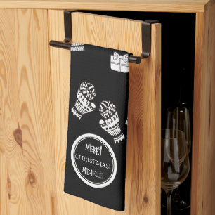 Paño De Cocina Navidades modernos: negro y blanco personalizado
