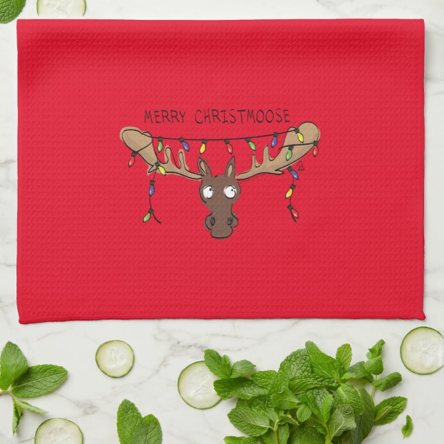 Paño De Cocina Navidades Moose, un animal festivo gracioso (Doblado)