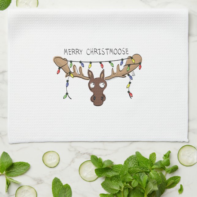 Paño De Cocina Navidades Moose, un animal festivo gracioso (Doblado)