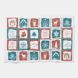 Paño De Cocina Navidades Mosaic Advenedidos  Patrón Rojo Verde