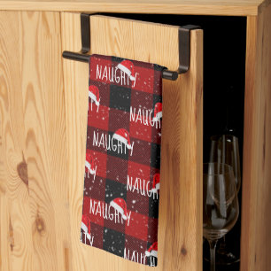 Paño De Cocina Navidades NAUGHTY Textos con Santa Hats
