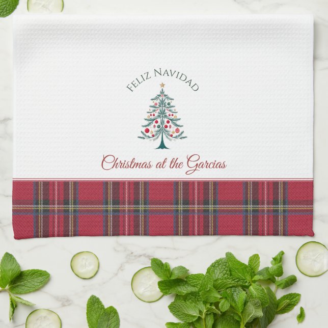 Paño De Cocina Navidades navideños con nombre personalizado Feliz (Doblado)