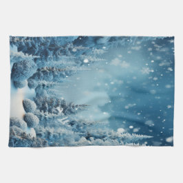 Paño De Cocina Navidades Nevando bosques de pinos de invierno