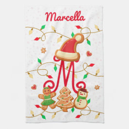 Paño De Cocina Navidades Nombre Monograma Personalizado Gingerbre