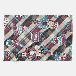 Paño De Cocina Navidades Nutcracker Plaid Blue Burgundy