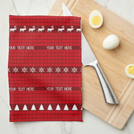 Paño De Cocina Navidades Personalizado Texto Rojo Tejido Tejido B