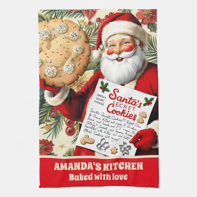 Paño De Cocina Navidades personalizados de la receta de la cookie (Vertical)
