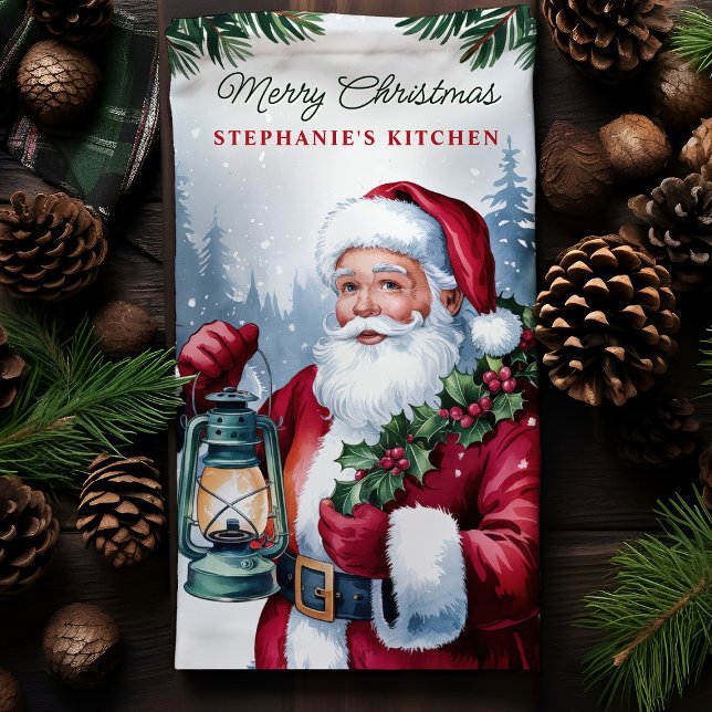 Paño De Cocina Navidades personalizados de la vieja Santa Lantern (Subido por el creador)