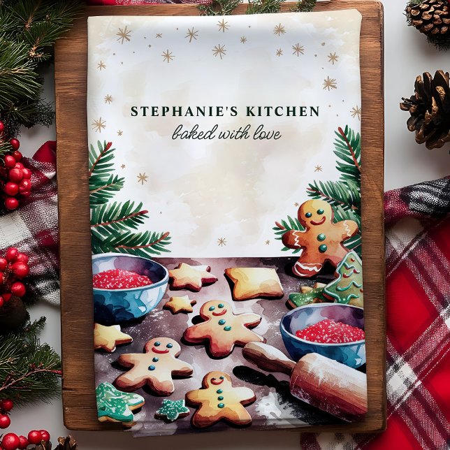 Paño De Cocina Navidades personalizados de las cookies de Gingerb (Subido por el creador)