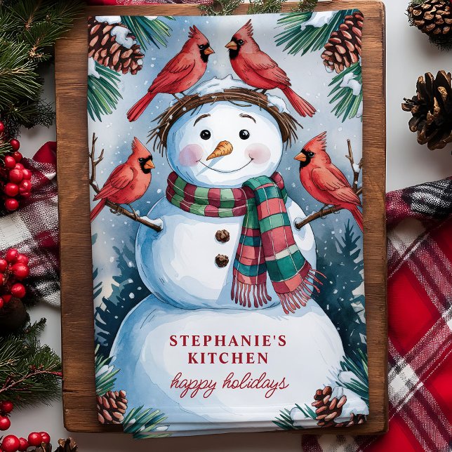 Paño De Cocina Navidades personalizados de muñecos de nieve y car (Subido por el creador)