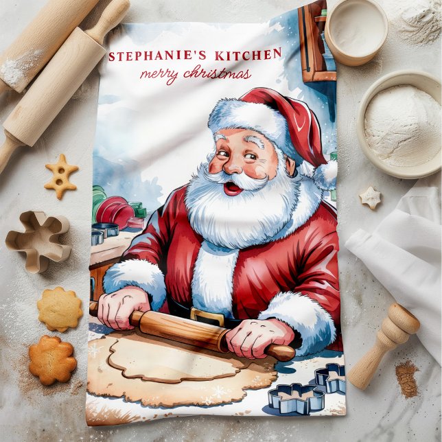 Paño De Cocina Navidades personalizados de Santa Rolling Dough (Subido por el creador)