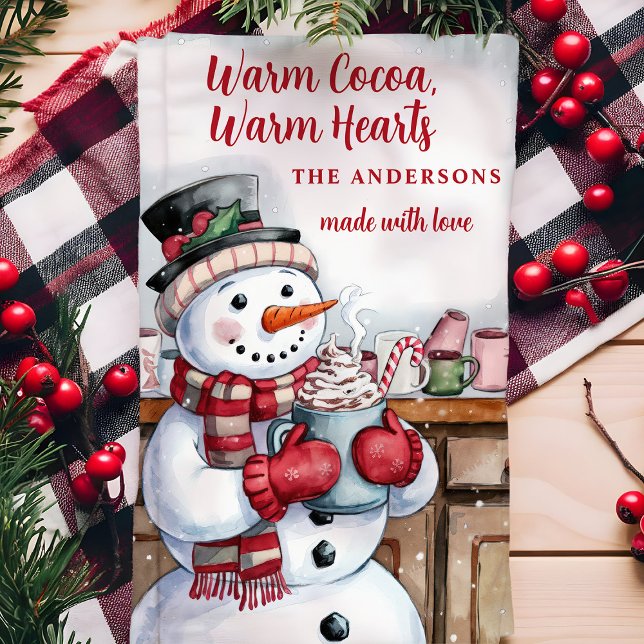 Paño De Cocina Navidades personalizados de Snowman Warm Cocoa (Subido por el creador)