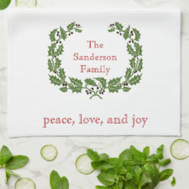 Paño De Cocina Navidades Personalizados Paz Amor Joy Wreath