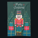 Paño De Cocina Navidades personalizados Personalizado Nutcracker<br><div class="desc">Un colorido y festivo ilustracion de Navidades Nutcracker. Este elemento se puede personalizar con un nombre o un mensaje de personalizado. Creado con formas geométricas y colores audaces y primarios, este diseño de Nutcracker hace una gran edición a su moderna decoración de vacaciones. Los colores son rojo, verde bosque, turquesa,...</div>