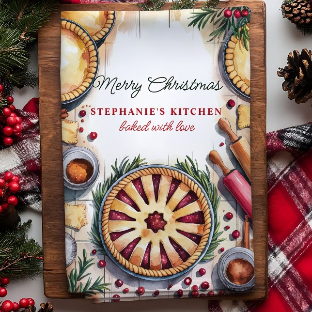 Paño De Cocina Navidades Pie Baking Scene Personalizado (Subido por el creador)