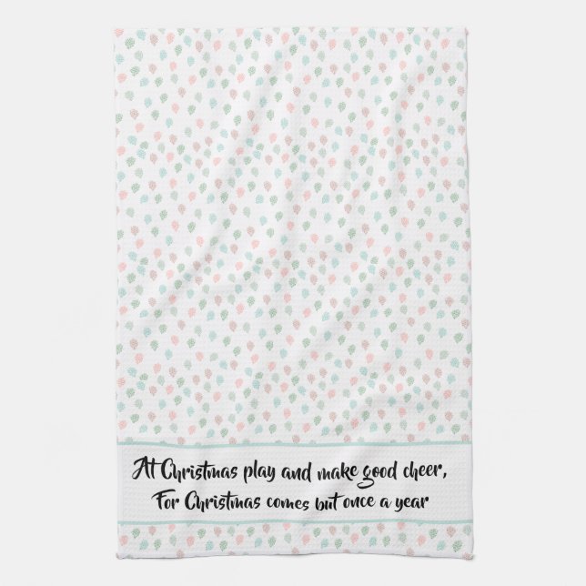 Paño De Cocina Navidades pintados a mano Pino Cones Pastel Multic (Vertical)