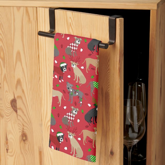 Paño De Cocina Navidades Pitbull Dogs (Pliegue de tercios)