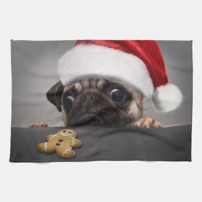 Paño De Cocina Navidades Pug (Horizontal)