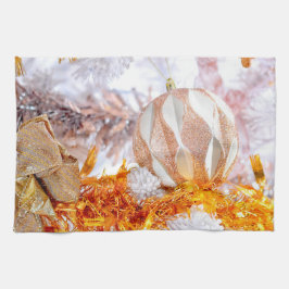 Paño De Cocina Navidades Purpurina de bolas rosadas y blancas