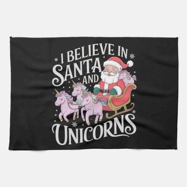 Paño De Cocina Navidades Que Creo En Santa Y Unicornios (Horizontal)