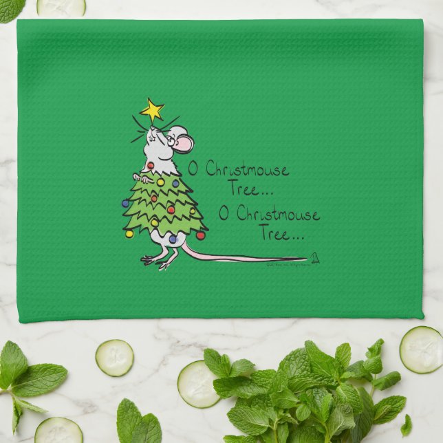 Paño De Cocina Navidades Ratón lindo fiesta graciosa (Doblado)