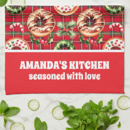 Paño De Cocina Navidades Retro Rojo Donan Red Tartán Plaid