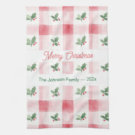 Paño De Cocina Navidades Retro Verde Rojo Rosa Personalizados